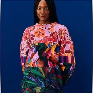 NWT FARM Rio Lilac Mixed Prints Sweatshirt in Multi - Size Medium